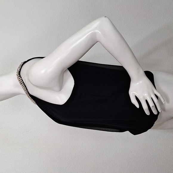 Express Black Dressy Preppy Beaded Neckline Dark Academia Blouse Size S - Picture 8 of 13